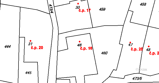 Popovec 16, Řepníky na parcele st. 46 v KÚ Popovec u Řepníků, Katastrální mapa