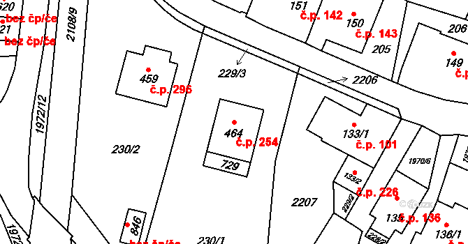Svratouch 254 na parcele st. 464 v KÚ Svratouch, Katastrální mapa