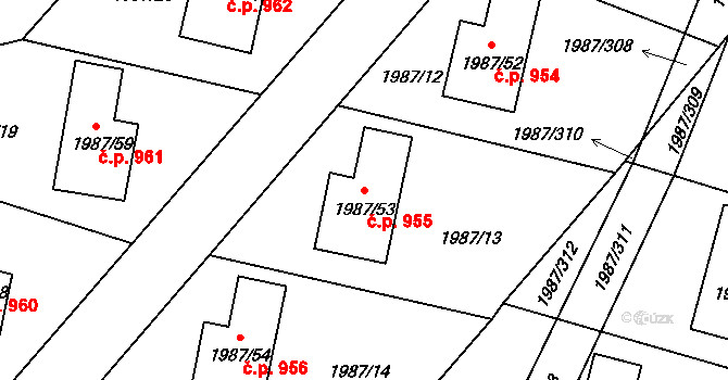 Nýřany 955 na parcele st. 1987/53 v KÚ Nýřany, Katastrální mapa