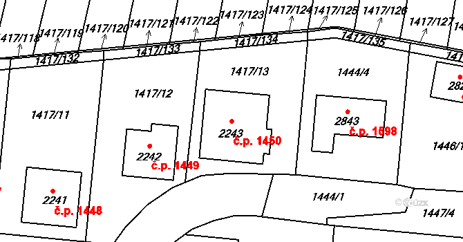 Přelouč 1450 na parcele st. 2243 v KÚ Přelouč, Katastrální mapa