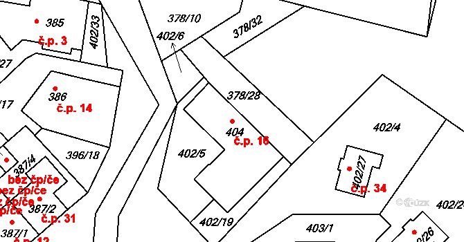 Slupečná 16, Lipno nad Vltavou na parcele st. 404 v KÚ Lipno nad Vltavou, Katastrální mapa