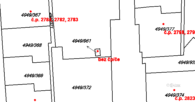 Ústí nad Labem 90243684 na parcele st. 4949/961 v KÚ Ústí nad Labem, Katastrální mapa