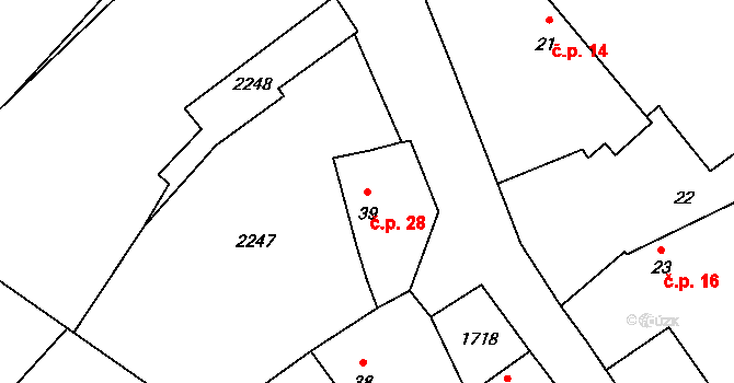 Želeč 28, Měcholupy na parcele st. 39 v KÚ Želeč u Žatce, Katastrální mapa