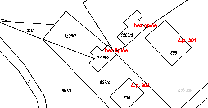 Deblín 96666684 na parcele st. 1206/2 v KÚ Deblín, Katastrální mapa