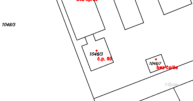 Dobruška 60 na parcele st. 1046/3 v KÚ Dobruška, Katastrální mapa
