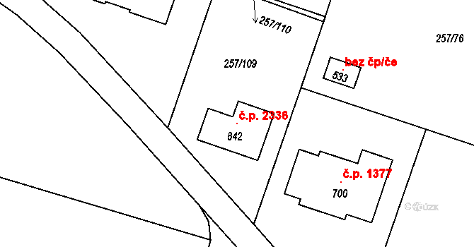 Nová Hospoda 2336, Kamenice na parcele st. 842 v KÚ Štiřín, Katastrální mapa