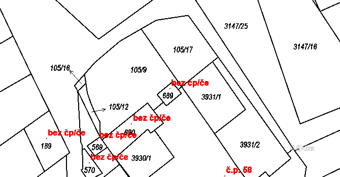 Brod nad Dyjí 106937685 na parcele st. 689 v KÚ Brod nad Dyjí, Katastrální mapa