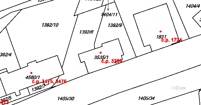 Jablonec nad Nisou 3209 na parcele st. 3535/1 v KÚ Jablonec nad Nisou, Katastrální mapa