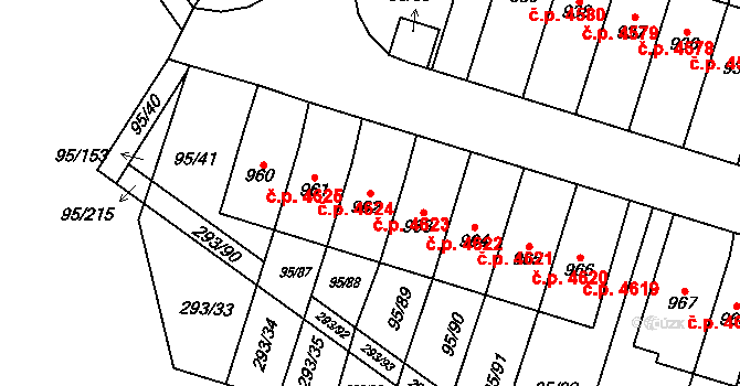 Jihlava 4623 na parcele st. 962 v KÚ Bedřichov u Jihlavy, Katastrální mapa