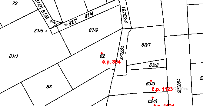 Mistřín 804, Svatobořice-Mistřín na parcele st. 82 v KÚ Mistřín, Katastrální mapa