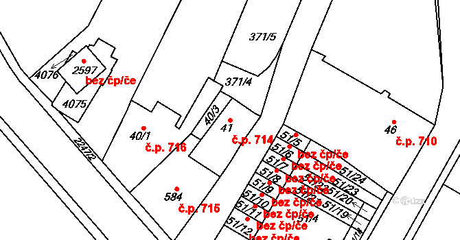 Lomnice nad Popelkou 714 na parcele st. 41 v KÚ Lomnice nad Popelkou, Katastrální mapa