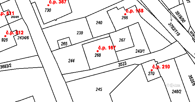 Cvikov II 167, Cvikov na parcele st. 268 v KÚ Cvikov, Katastrální mapa