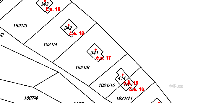 Doubravice 2.díl 17, Vranov na parcele st. 341 v KÚ Vranov u Čerčan, Katastrální mapa
