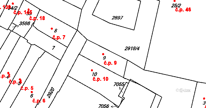 Chrudim I 9, Chrudim na parcele st. 9 v KÚ Chrudim, Katastrální mapa
