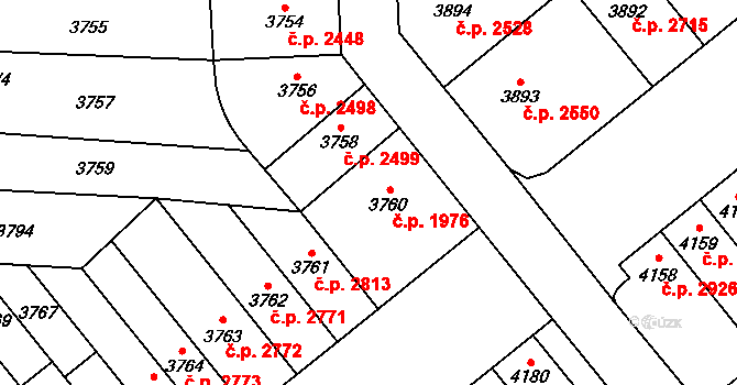Židenice 1976, Brno na parcele st. 3760 v KÚ Židenice, Katastrální mapa