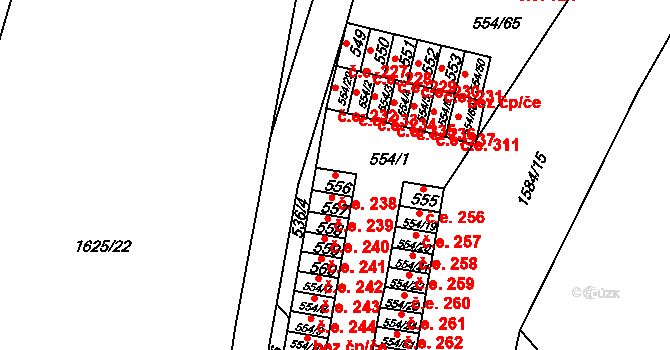 Postoloprty 238 na parcele st. 556 v KÚ Postoloprty, Katastrální mapa
