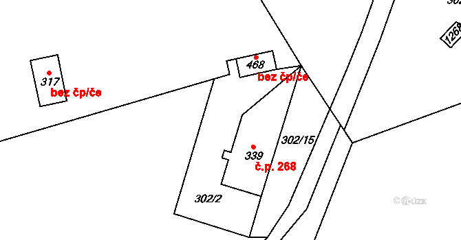 Cínovec 268, Dubí na parcele st. 339 v KÚ Cínovec, Katastrální mapa