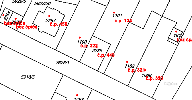 Telč-Štěpnice 449, Telč na parcele st. 2239 v KÚ Telč, Katastrální mapa