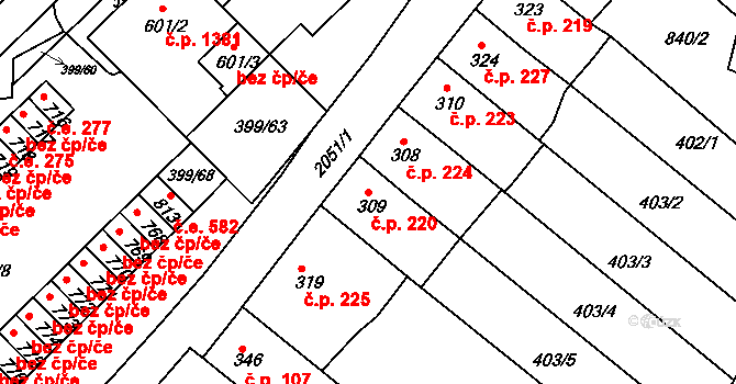 Mařatice 220, Uherské Hradiště na parcele st. 309 v KÚ Mařatice, Katastrální mapa
