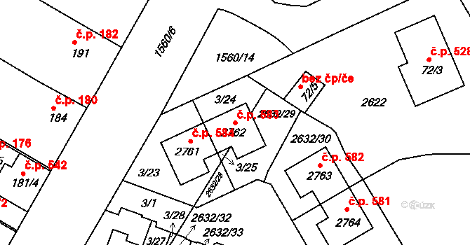 Litice 583, Plzeň na parcele st. 2762 v KÚ Litice u Plzně, Katastrální mapa
