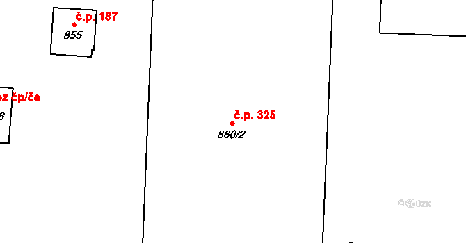 Přerov VI-Újezdec 325, Přerov na parcele st. 860/2 v KÚ Újezdec u Přerova, Katastrální mapa