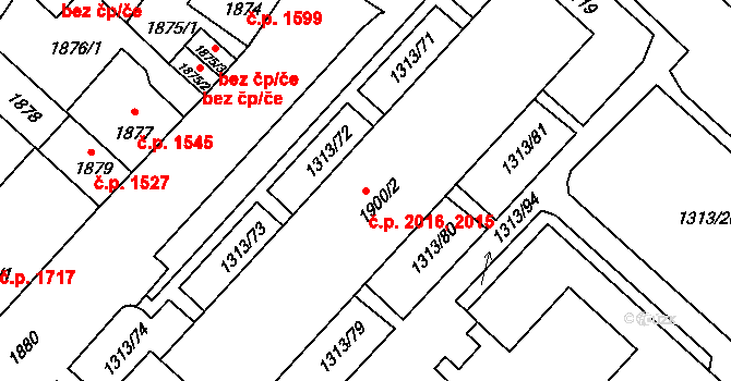 Předměstí 2015,2016, Litoměřice na parcele st. 1900/2 v KÚ Litoměřice, Katastrální mapa