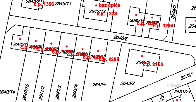 Benešov 1292 na parcele st. 2642/12 v KÚ Benešov u Prahy, Katastrální mapa