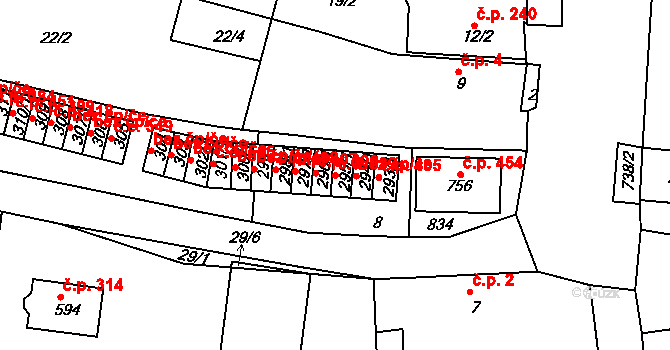 Maršov 539, Krupka na parcele st. 295/1 v KÚ Maršov u Krupky, Katastrální mapa