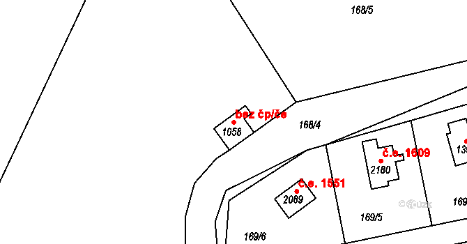Brunšov 538, Hradištko na parcele st. 1058 v KÚ Hradištko pod Medníkem, Katastrální mapa
