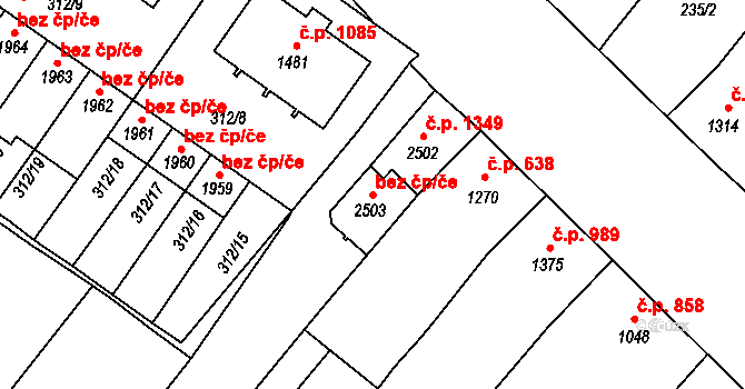 Velké Bílovice 40812685 na parcele st. 2503 v KÚ Velké Bílovice, Katastrální mapa