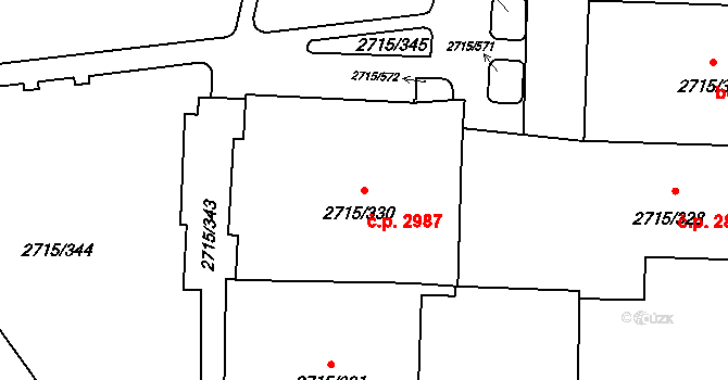 Hranice 2987, Karviná na parcele st. 2715/330 v KÚ Karviná-město, Katastrální mapa