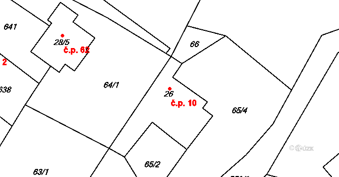 Gručovice 10, Březová na parcele st. 26 v KÚ Gručovice, Katastrální mapa