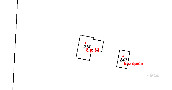Smrkový Týnec 63, Rabštejnská Lhota na parcele st. 215 v KÚ Smrkový Týnec, Katastrální mapa