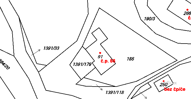 Horní Libchavy 66, Libchavy na parcele st. 91 v KÚ Horní Libchavy, Katastrální mapa