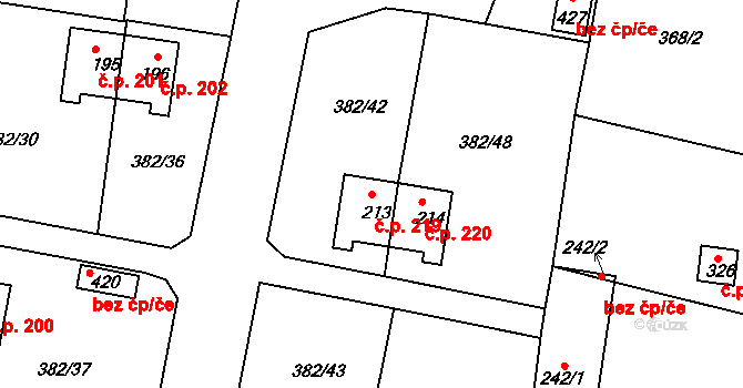 Mlékojedy 219, Neratovice na parcele st. 213 v KÚ Mlékojedy u Neratovic, Katastrální mapa