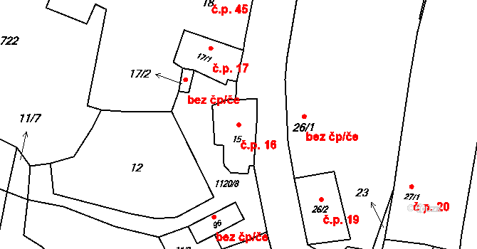 Oprechtice 16, Zahořany na parcele st. 15 v KÚ Oprechtice na Šumavě, Katastrální mapa