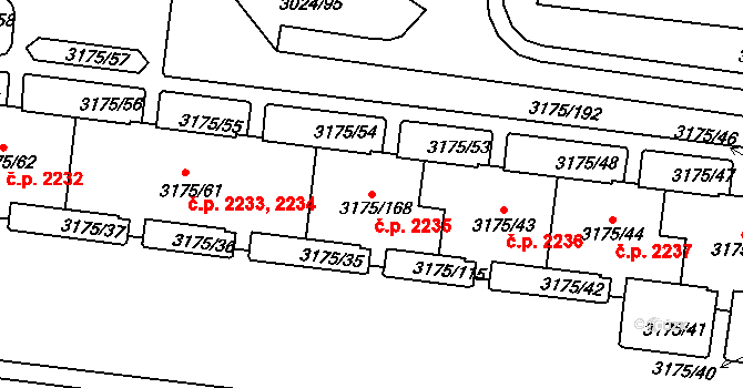 Louny 2235 na parcele st. 3175/168 v KÚ Louny, Katastrální mapa