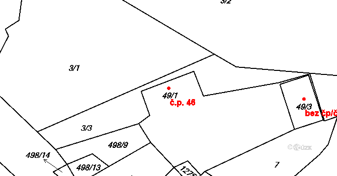 Úhrov 46, Kraborovice na parcele st. 49/1 v KÚ Úhrov, Katastrální mapa