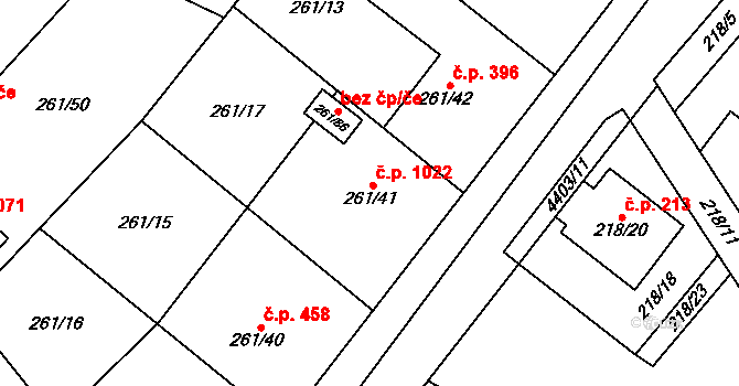 Chotěboř 1022 na parcele st. 261/41 v KÚ Chotěboř, Katastrální mapa