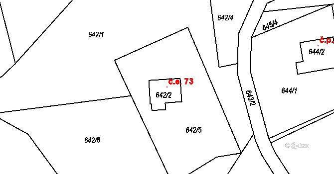 Smržovka 73 na parcele st. 642/2 v KÚ Smržovka, Katastrální mapa