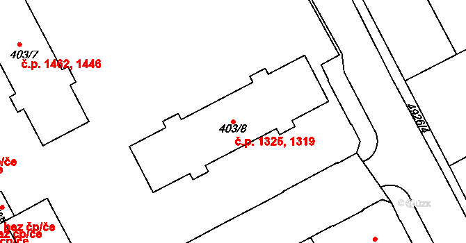 Přerov I-Město 1319,1325, Přerov na parcele st. 403/8 v KÚ Přerov, Katastrální mapa