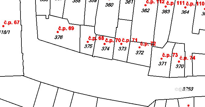 Kutná Hora-Vnitřní Město 70, Kutná Hora na parcele st. 374 v KÚ Kutná Hora, Katastrální mapa