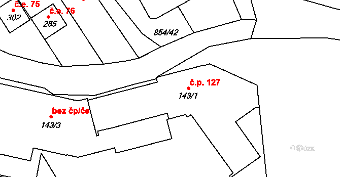 Děpoltovice 127 na parcele st. 143/1 v KÚ Děpoltovice, Katastrální mapa