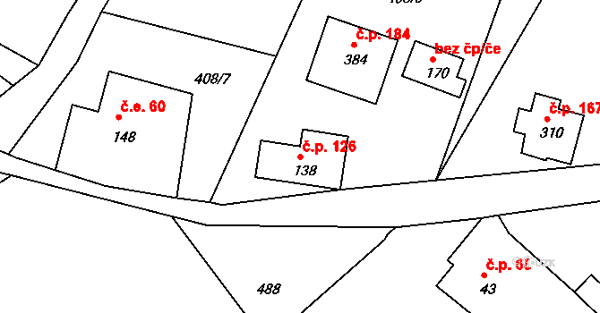 Huť 126, Pěnčín na parcele st. 138 v KÚ Huť, Katastrální mapa