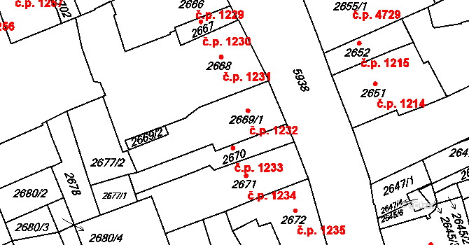 Jihlava 1232 na parcele st. 2669/1 v KÚ Jihlava, Katastrální mapa