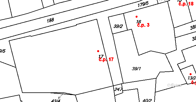 Dehtáry 17, Jenštejn na parcele st. 17 v KÚ Dehtáry, Katastrální mapa