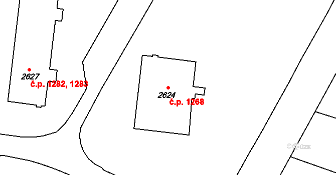 Kyjov 1268 na parcele st. 2624 v KÚ Kyjov, Katastrální mapa