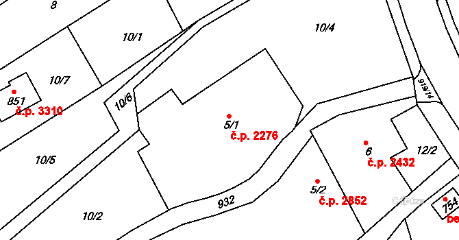 Šumperk 2276 na parcele st. 5/1 v KÚ Dolní Temenice, Katastrální mapa