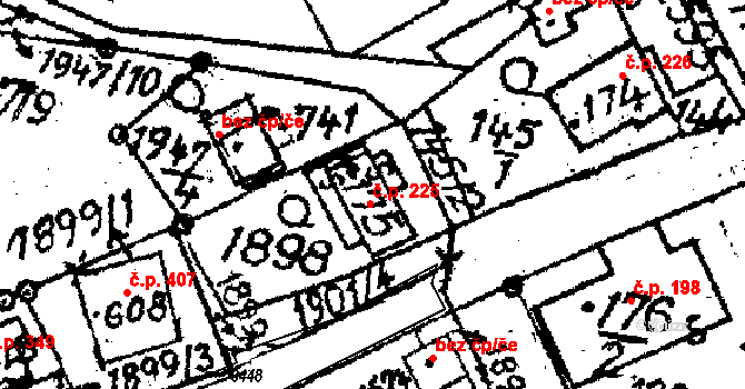 Horní Branná 225 na parcele st. 175 v KÚ Horní Branná, Katastrální mapa