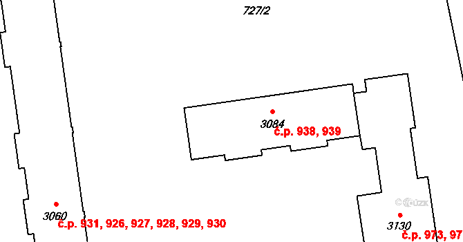 Horní Předměstí 938,939, Polička na parcele st. 3084 v KÚ Polička, Katastrální mapa